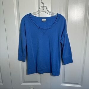 Columbia scoop neck light weight sweatshirt in royal blue, size extra small
